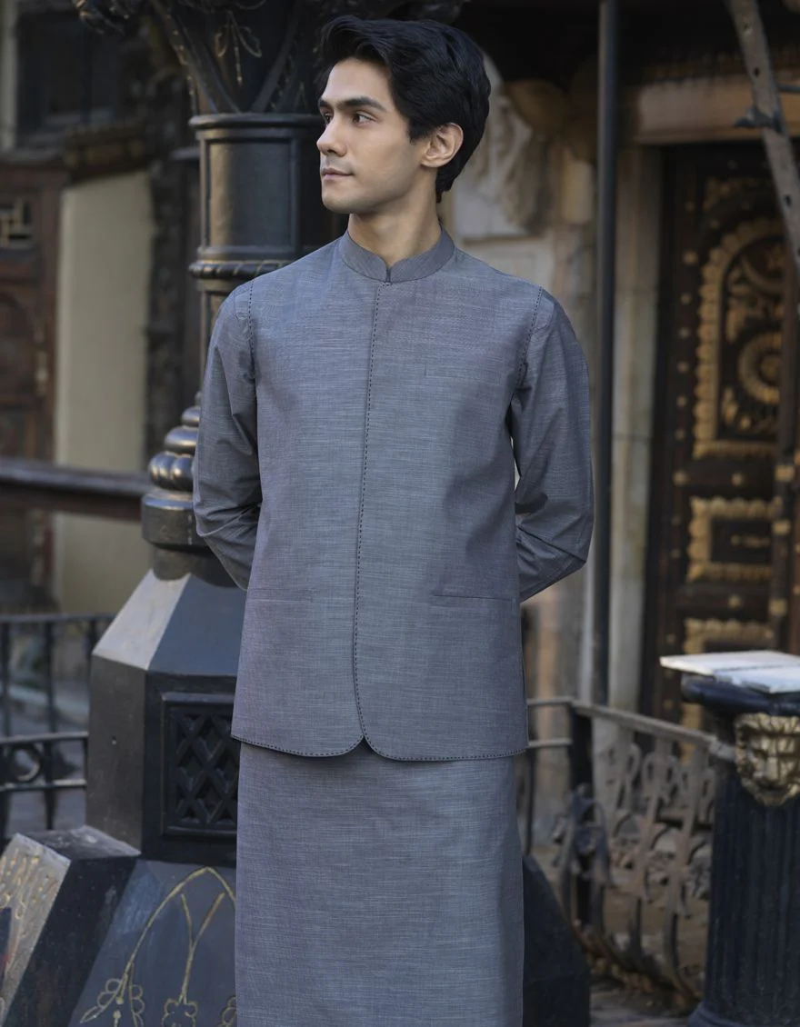 GREY KURTA TROUSERS | JJKP-S-US-40240/S22/JJ7662-PN - Image 2