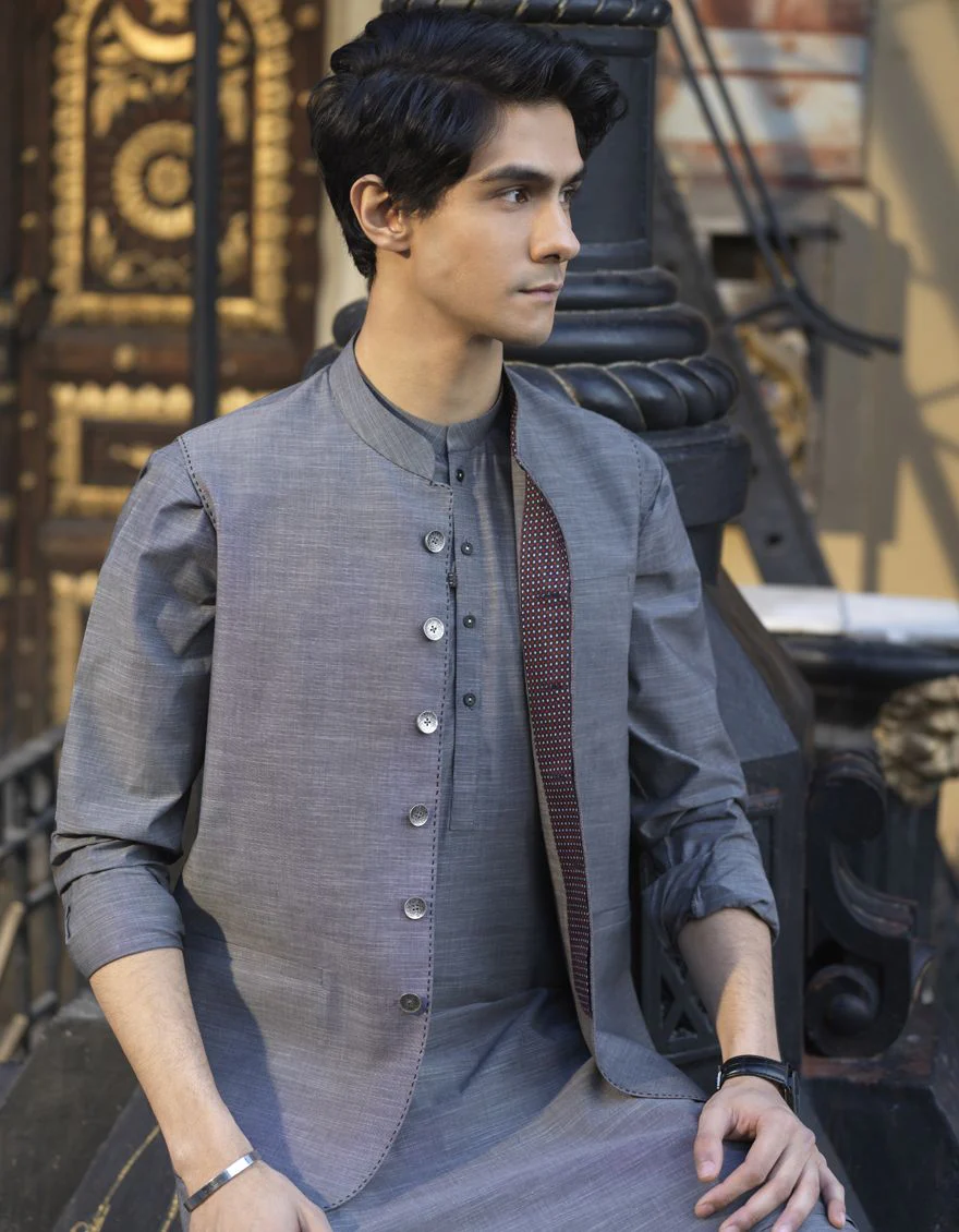 GREY KURTA TROUSERS | JJKP-S-US-40240/S22/JJ7662-PN - Image 4