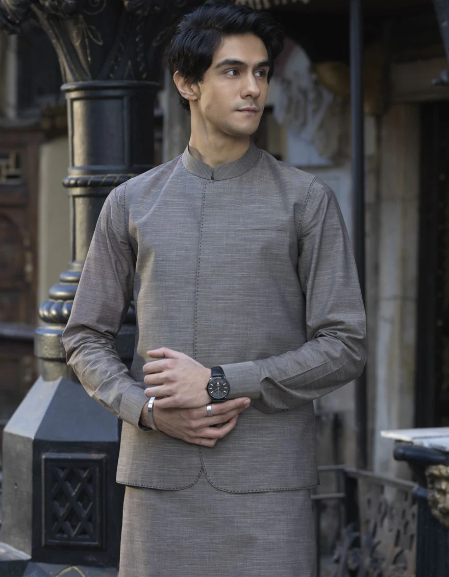MUD BROWN KURTA TROUSERS | JJKP-S-US-40241/S22/JJ7662-PN - Image 3