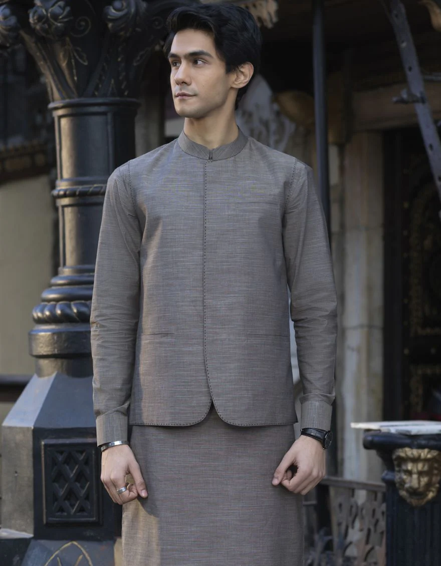 MUD BROWN KURTA TROUSERS | JJKP-S-US-40241/S22/JJ7662-PN - Image 4
