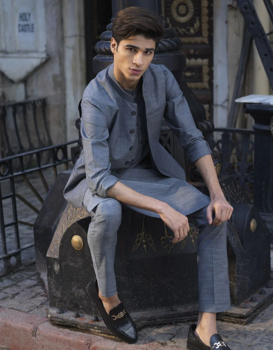 DARK GREY KURTA TROUSERS | JJKP-S-US-40242/S22/JJ7662-PN - Image 4