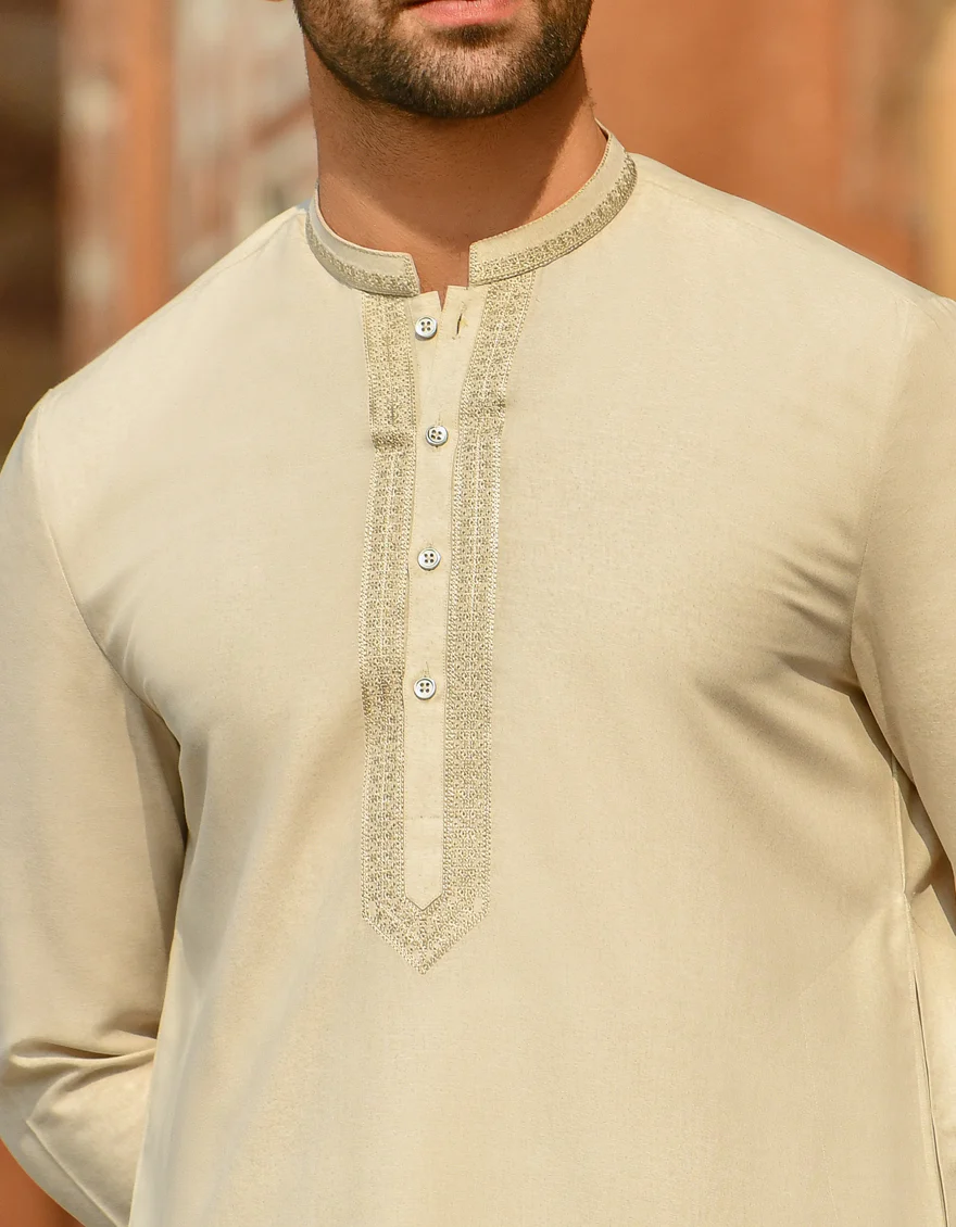 BEIGE VISCOSE KURTA TROUSERS | JJKP-S-US-42385/S22/JJ8159-SF - Image 2