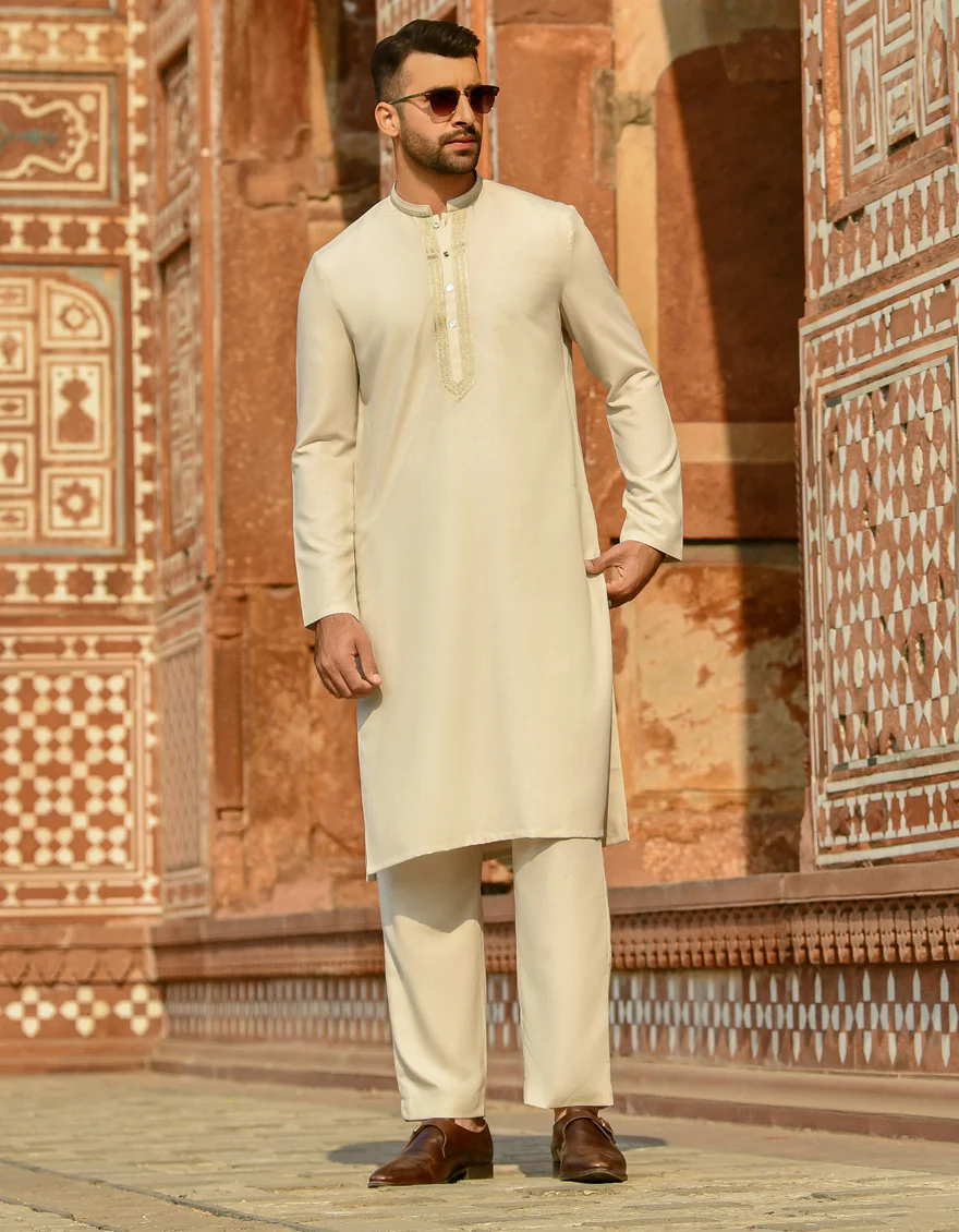BEIGE VISCOSE KURTA TROUSERS | JJKP-S-US-42385/S22/JJ8159-SF - Image 5