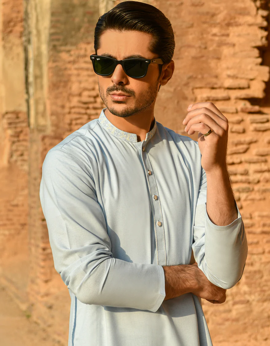 SKY BLUE VISCOSE KURTA TROUSERS | JJKP-S-US-42386/S22/JJ8159-SF - Image 2