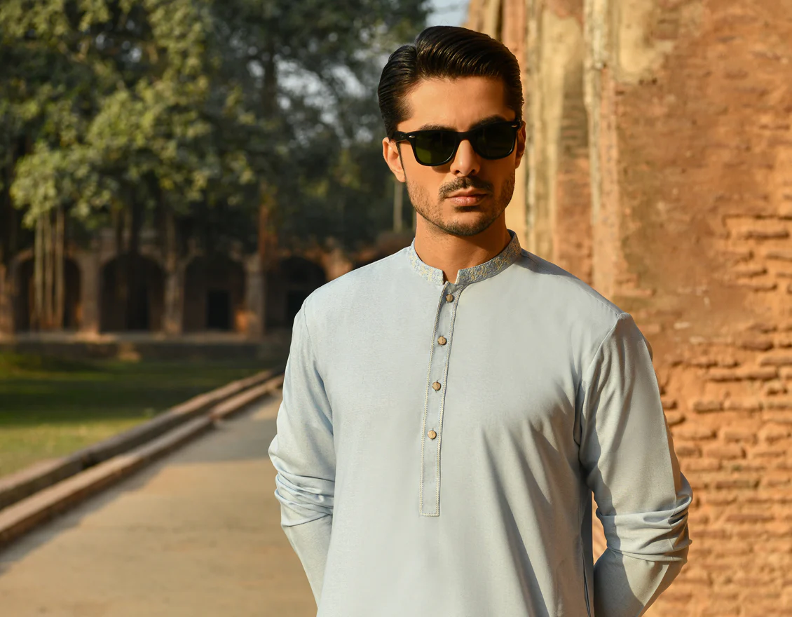 SKY BLUE VISCOSE KURTA TROUSERS | JJKP-S-US-42386/S22/JJ8159-SF - Image 3