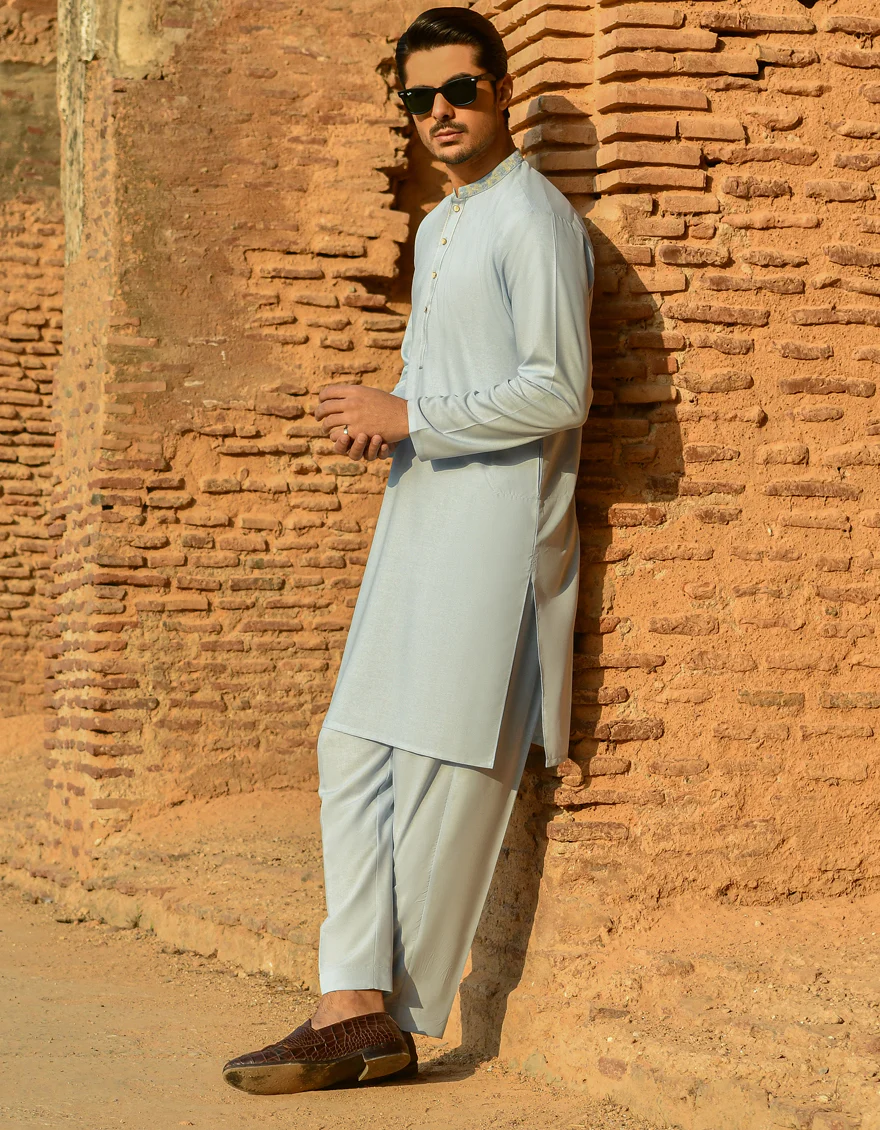 SKY BLUE VISCOSE KURTA TROUSERS | JJKP-S-US-42386/S22/JJ8159-SF - Image 4