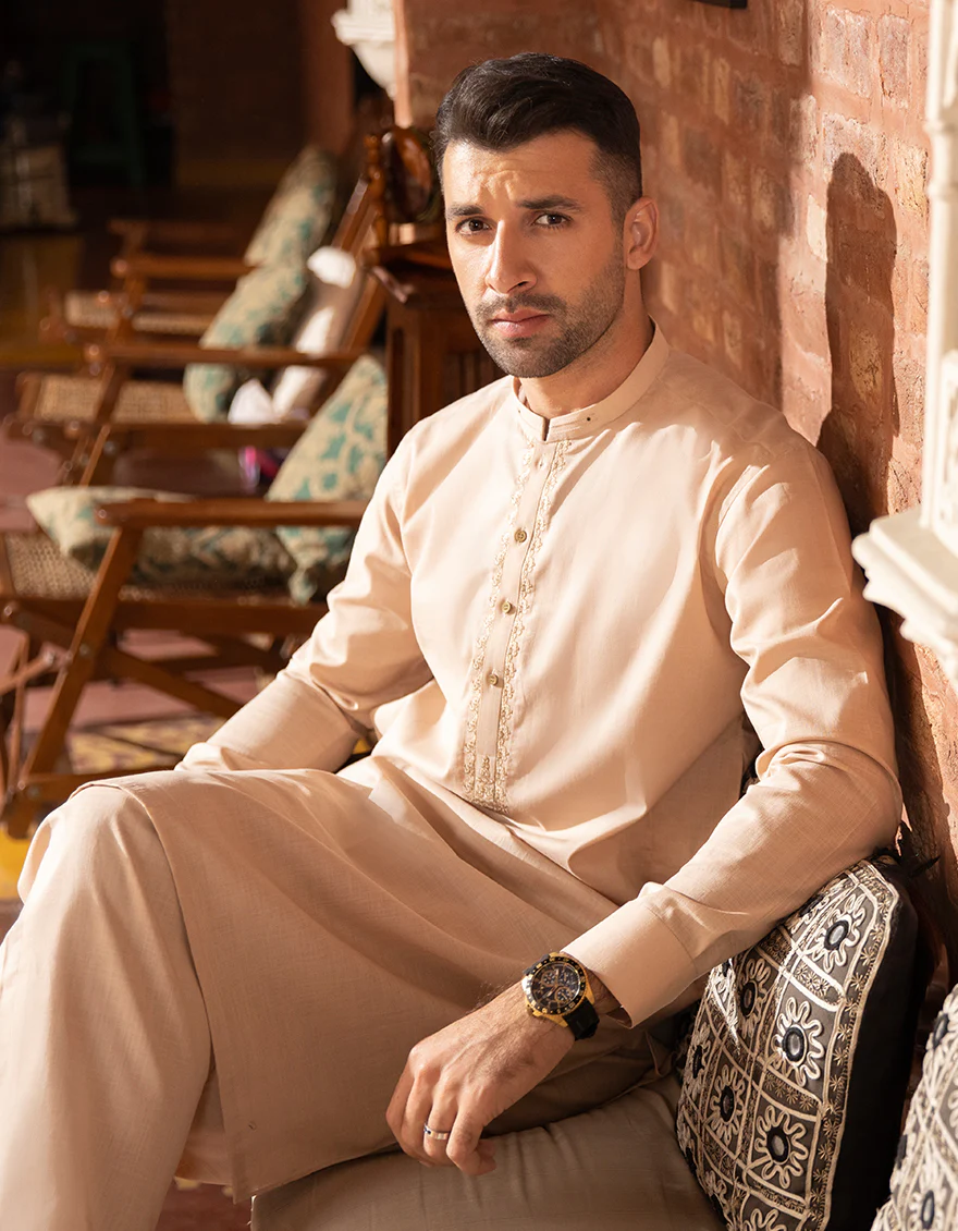 BEIGE COTTON KURTA TROUSERS | JJKP-S-US-43076/S22/JJ8106-SF - Image 2