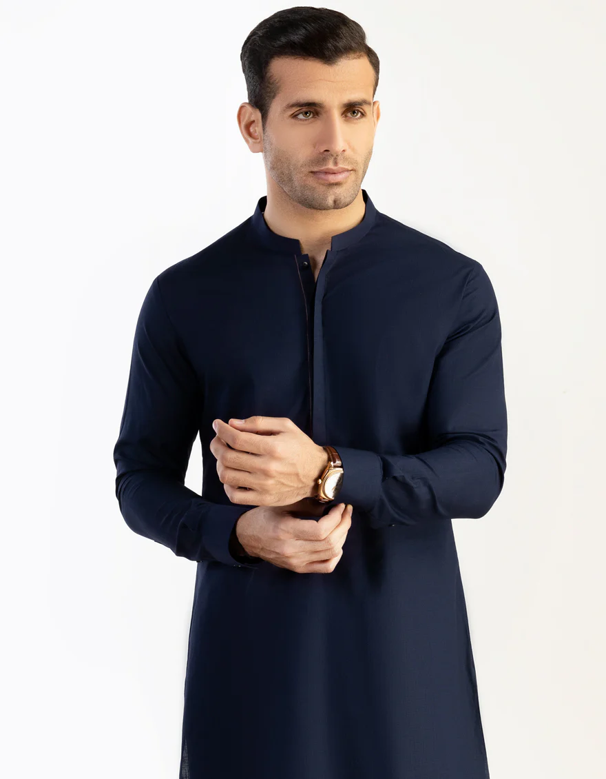 NAVY BLUE COTTON KURTA TROUSERS | JJKP-S-US-47004/S23/JJ8293-PN - Image 2