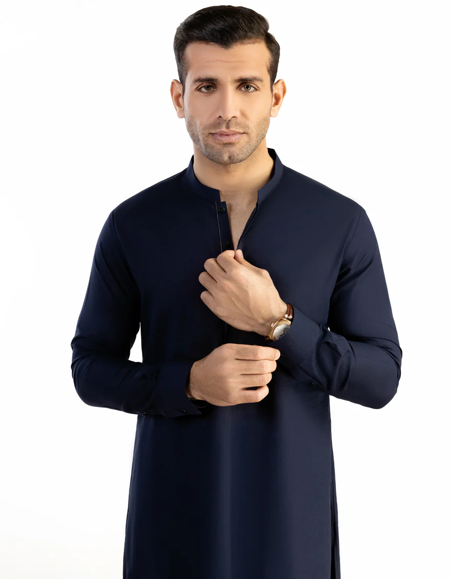 NAVY BLUE COTTON KURTA TROUSERS | JJKP-S-US-47004/S23/JJ8293-PN - Image 3