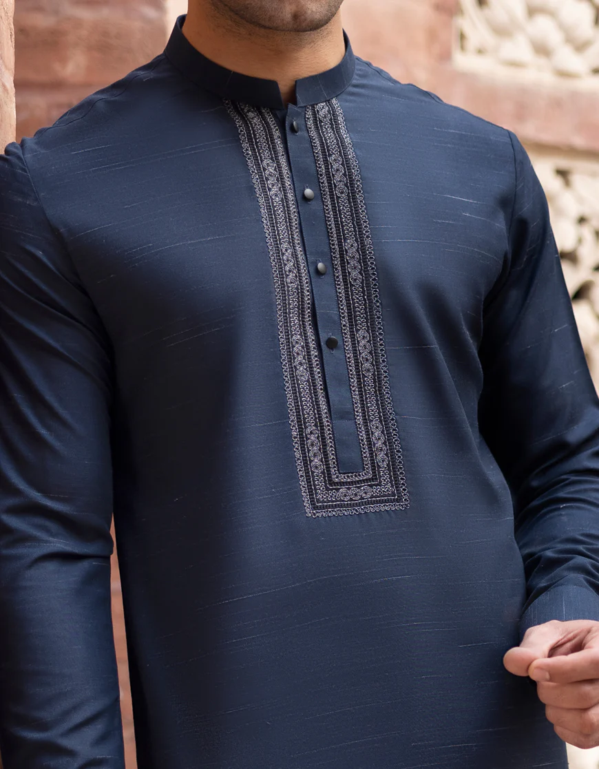 BLUE BLENDED KURTA TROUSERS | JJKP-S-US-47018/S23/JJ8784-FL - Image 2