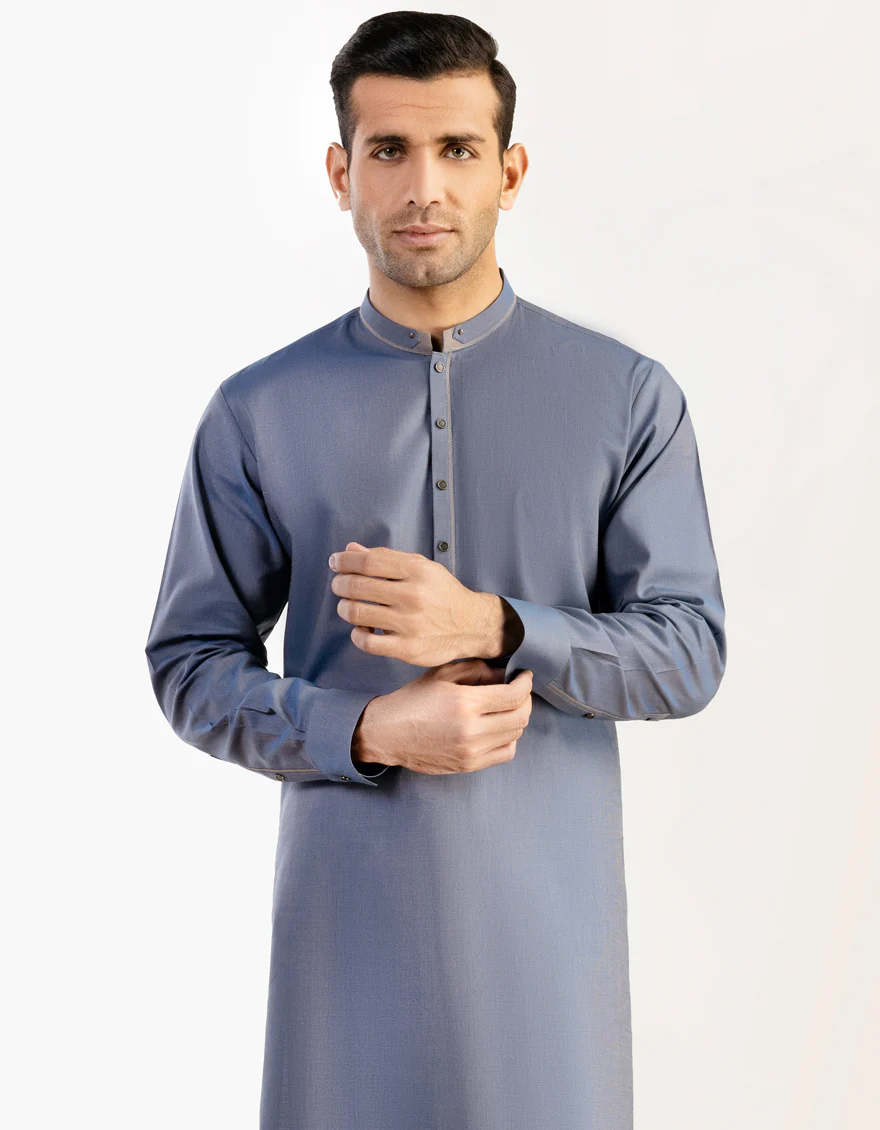 HATCHED BLUE COTTON KURTA TROUSERS | JJKP-S-US-47026/S23/JJ8942-CL - Image 3