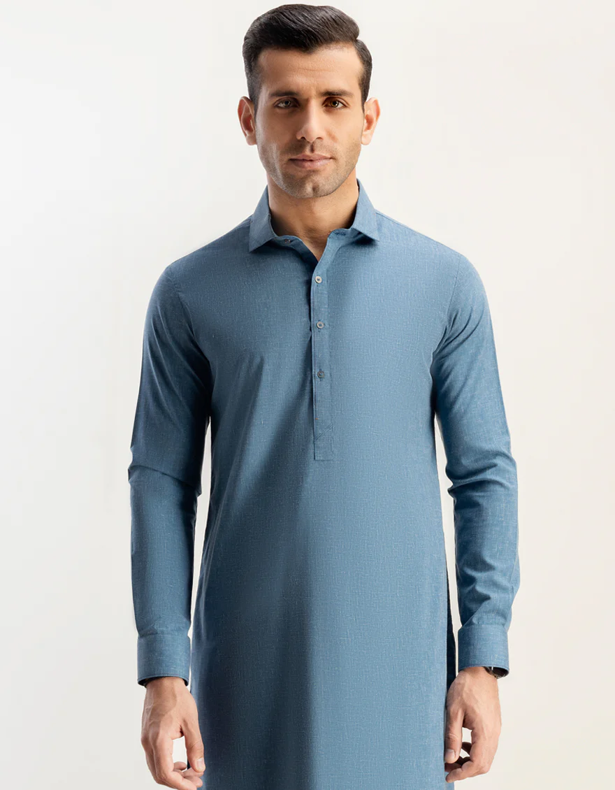 DENIM BLUE BLENDED KURTA TROUSERS | JJKP-S-US-47028/S23/JJ8283-CL - Image 3