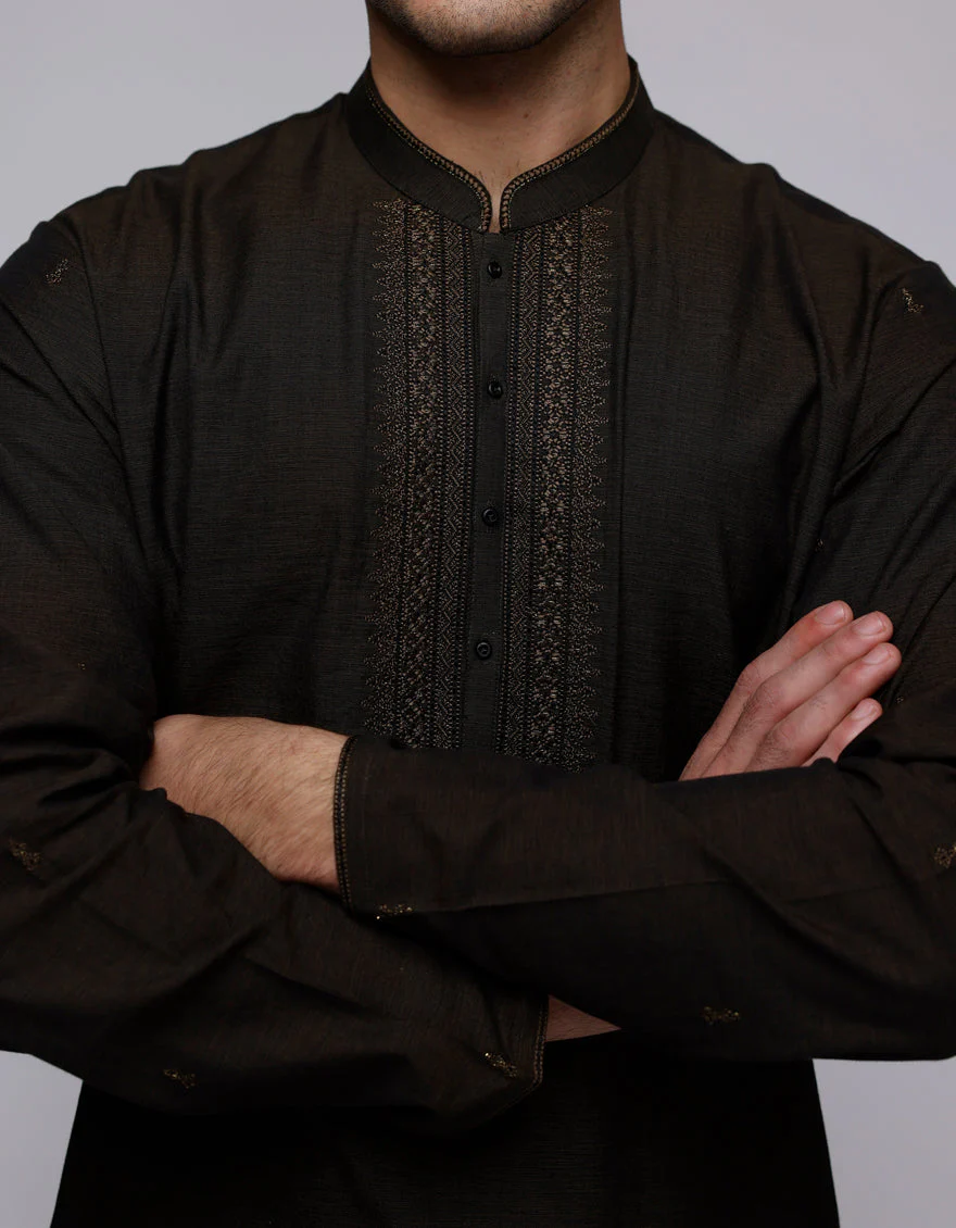 BROWN COTTON SPECIAL KURTA TROUSERS | JJKP-SP-34883/S25/DMS1022-FL - Image 2