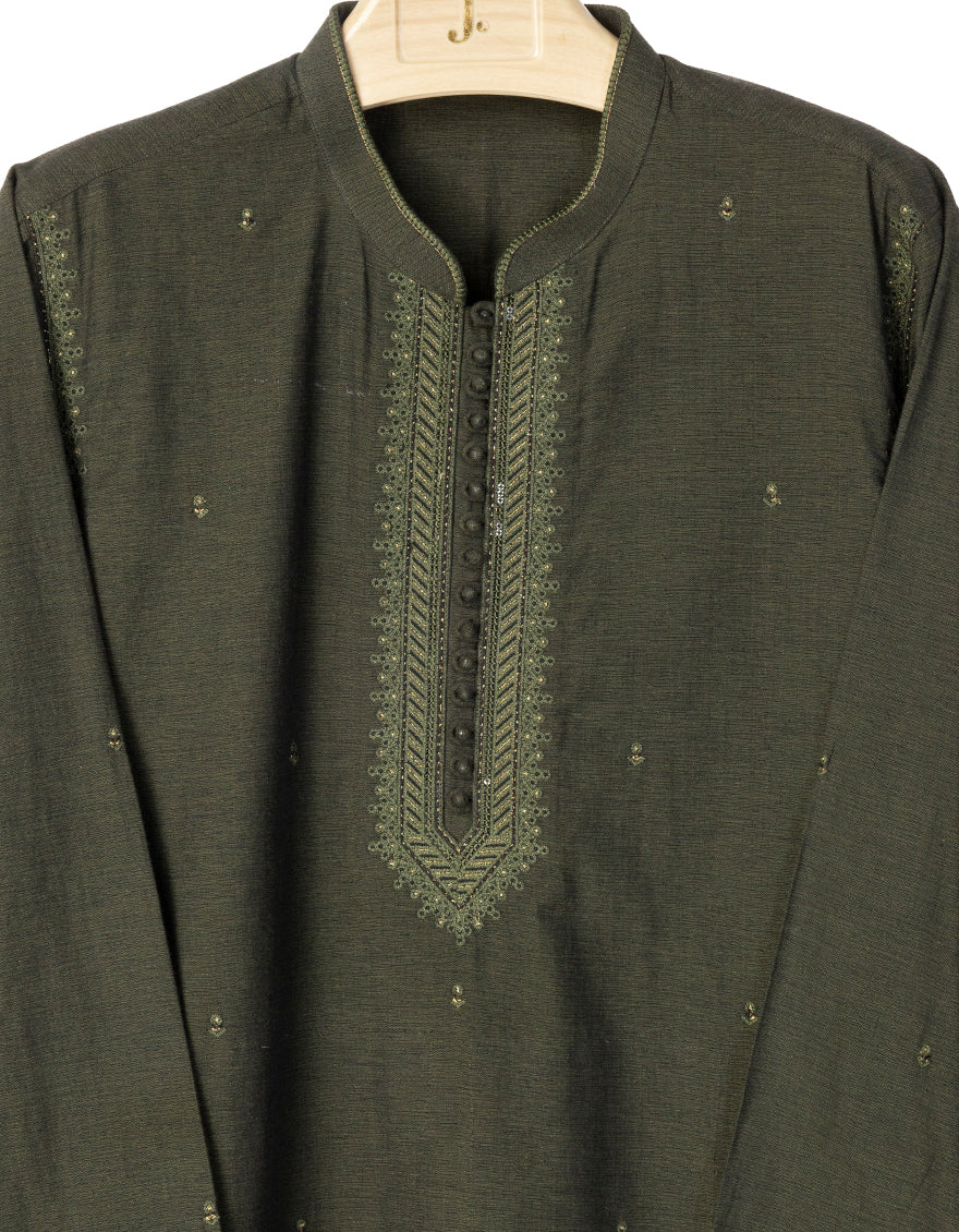 FOREST GREEN COTTON SPECIAL KURTA TROUSERS | JJKP-SP-A-34886/S25/DMS1022-FL - Image 2