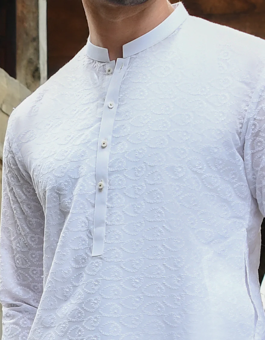 WHITE VISCOSE KURTA TROUSERS | JJKP-US-43200/A22/JJ8426-CL - Image 2