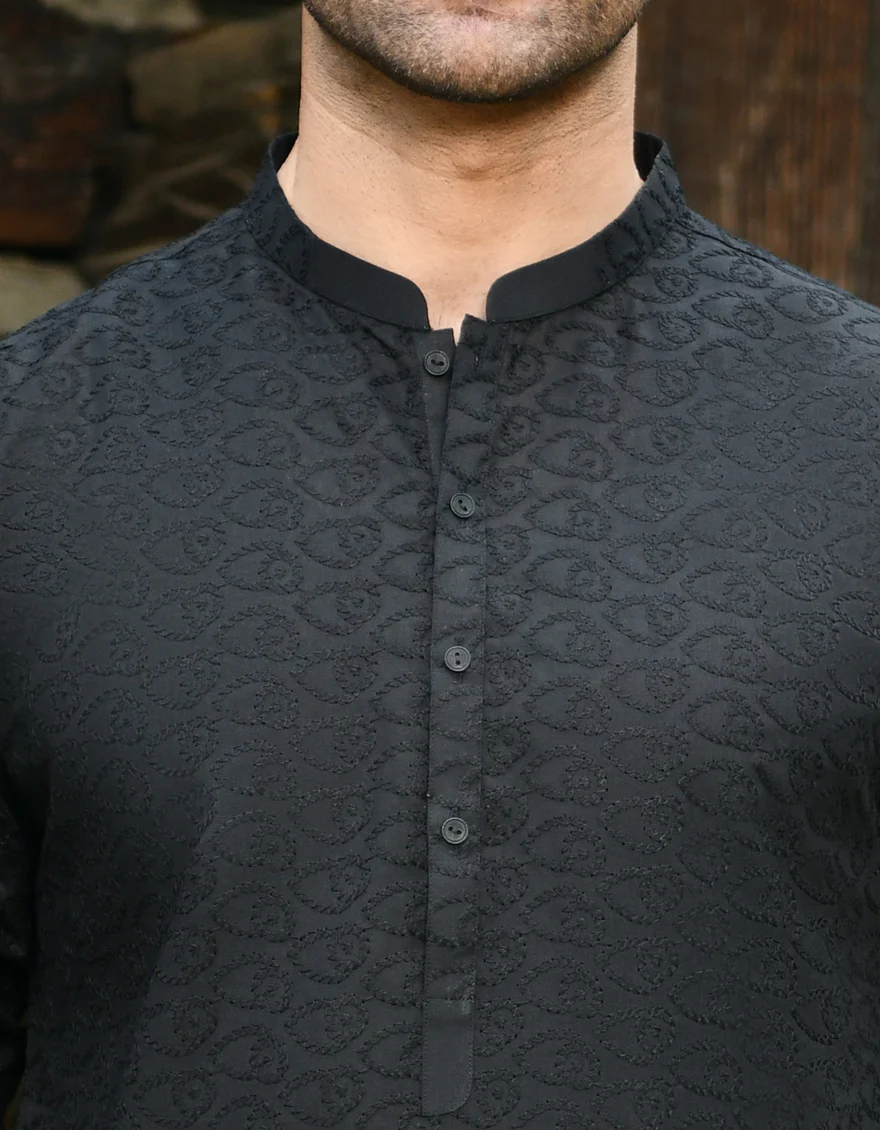 BLACK BLENDED KURTA TROUSERS | JJKP-US-43202/A22/JJ8425-CL - Image 2