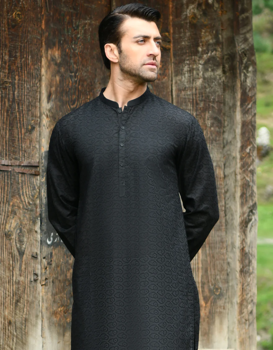 BLACK BLENDED KURTA TROUSERS | JJKP-US-43202/A22/JJ8425-CL - Image 3