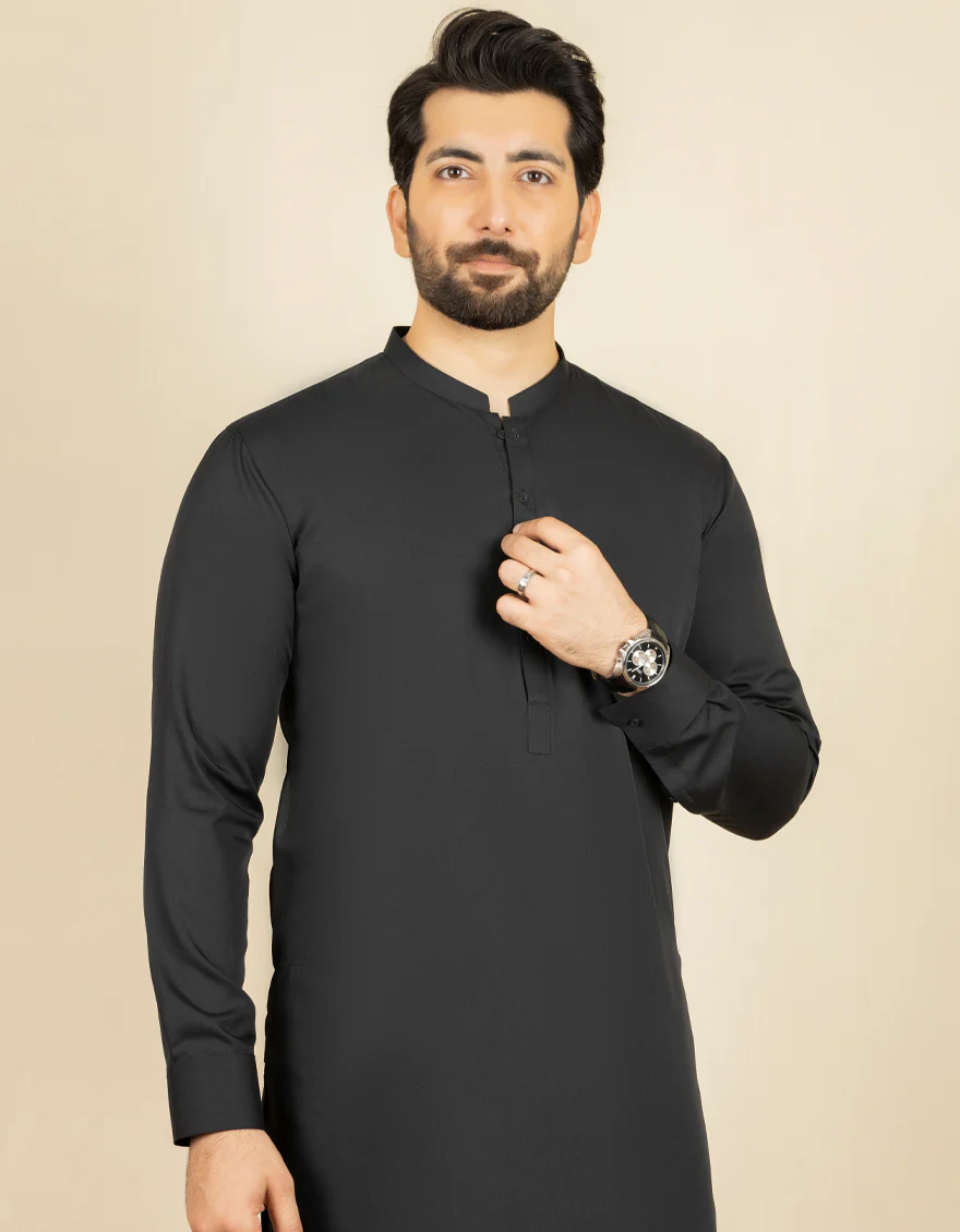 BLACK VISCOSE KURTA TROUSERS | JJKP-US-44069/A22/JJ8346-PN - Image 3