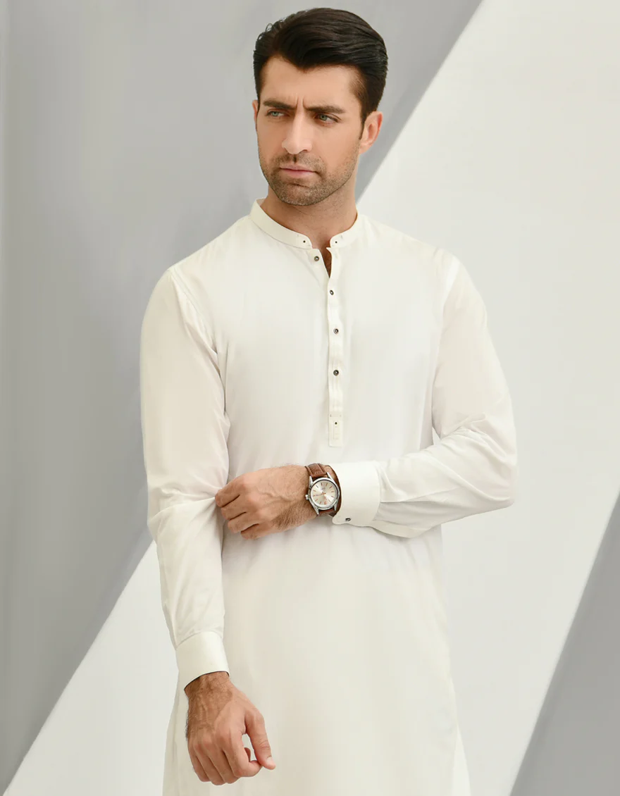 OFF WHITE COTTON KURTA TROUSERS | JJKP-US-44128/A22/JJ7544-CL - Image 3