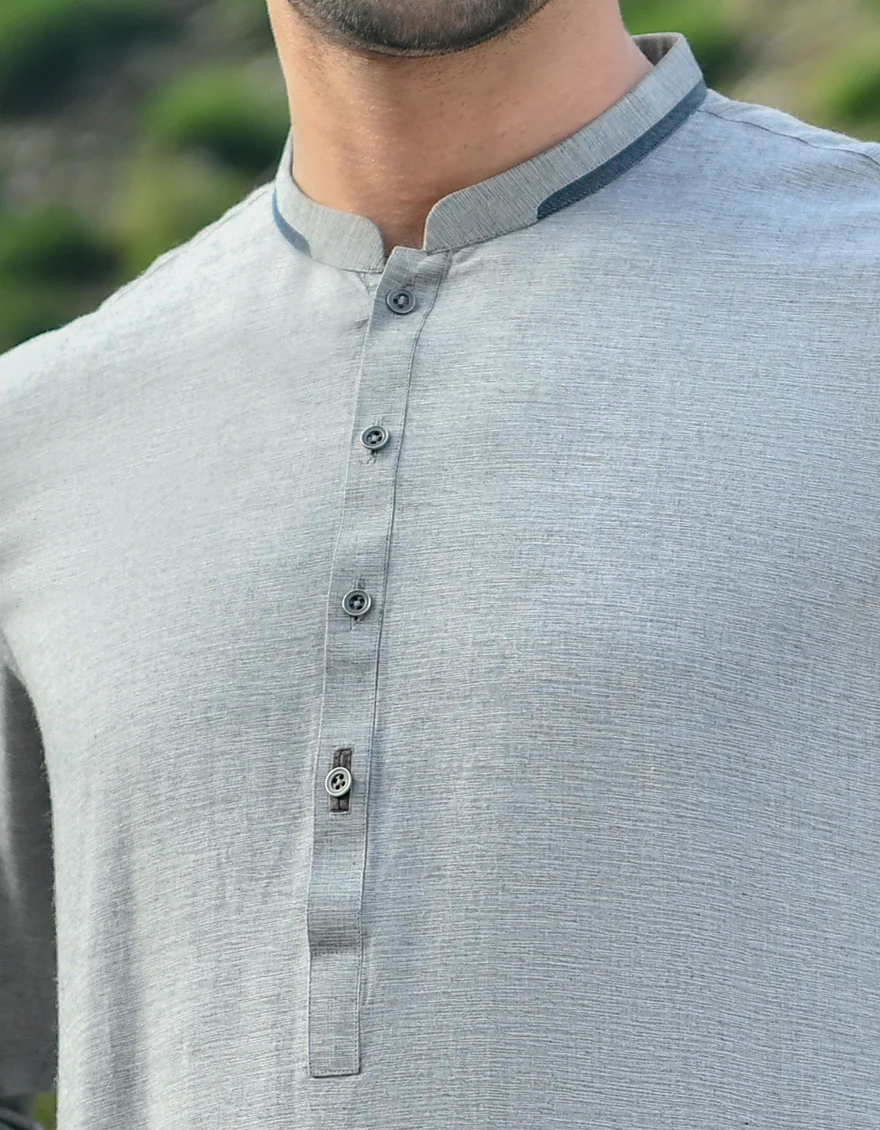 GREY COTTON KURTA TROUSERS | JJKP-US-44141/A22/JJ8417-CL - Image 2