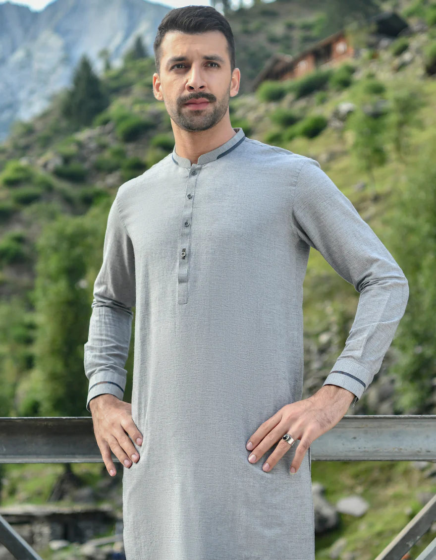 GREY COTTON KURTA TROUSERS | JJKP-US-44141/A22/JJ8417-CL - Image 3
