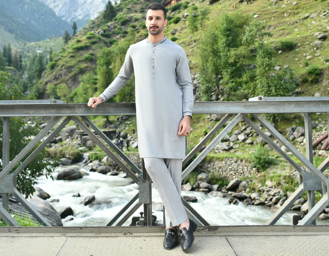 GREY COTTON KURTA TROUSERS | JJKP-US-44141/A22/JJ8417-CL - Image 4