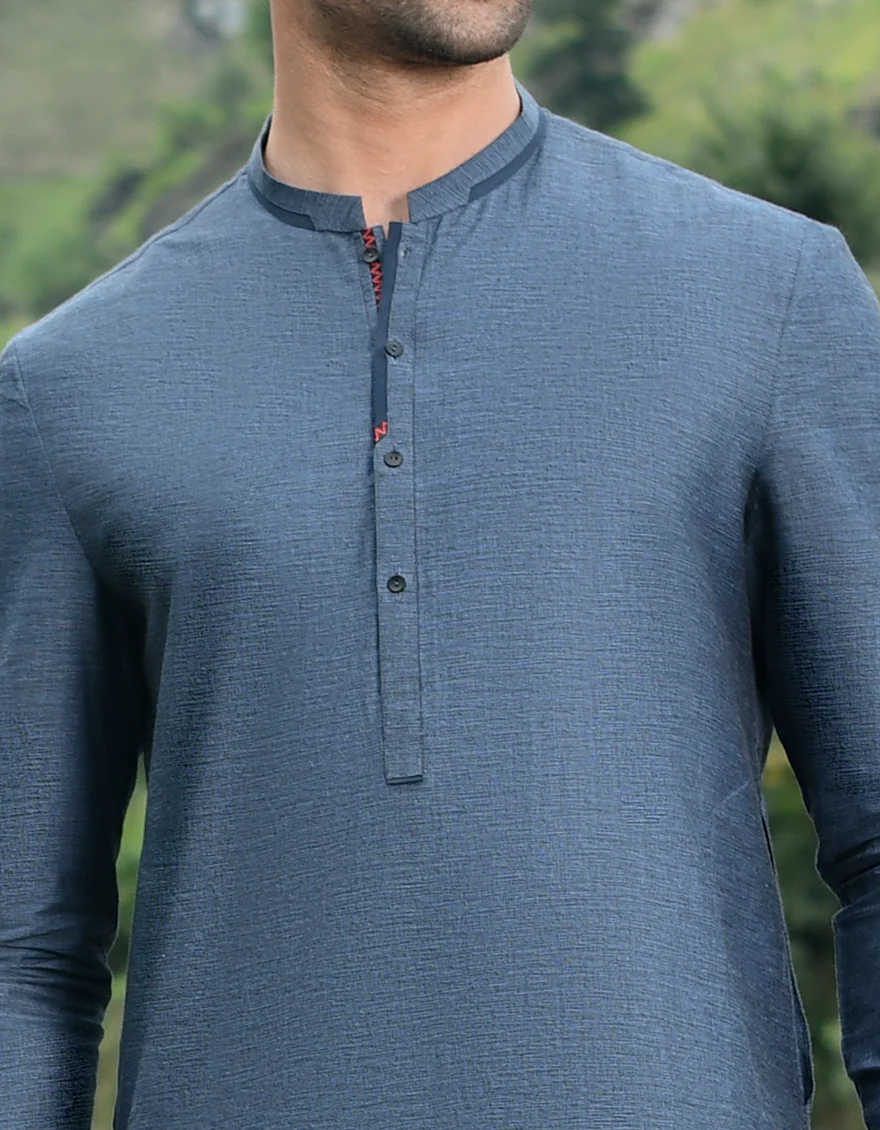 BLUE COTTON KURTA TROUSERS | JJKP-US-44142/A22/JJ8414-CL - Image 2