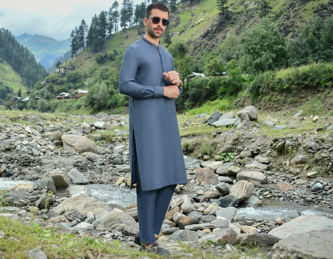 BLUE COTTON KURTA TROUSERS | JJKP-US-44142/A22/JJ8414-CL - Image 3