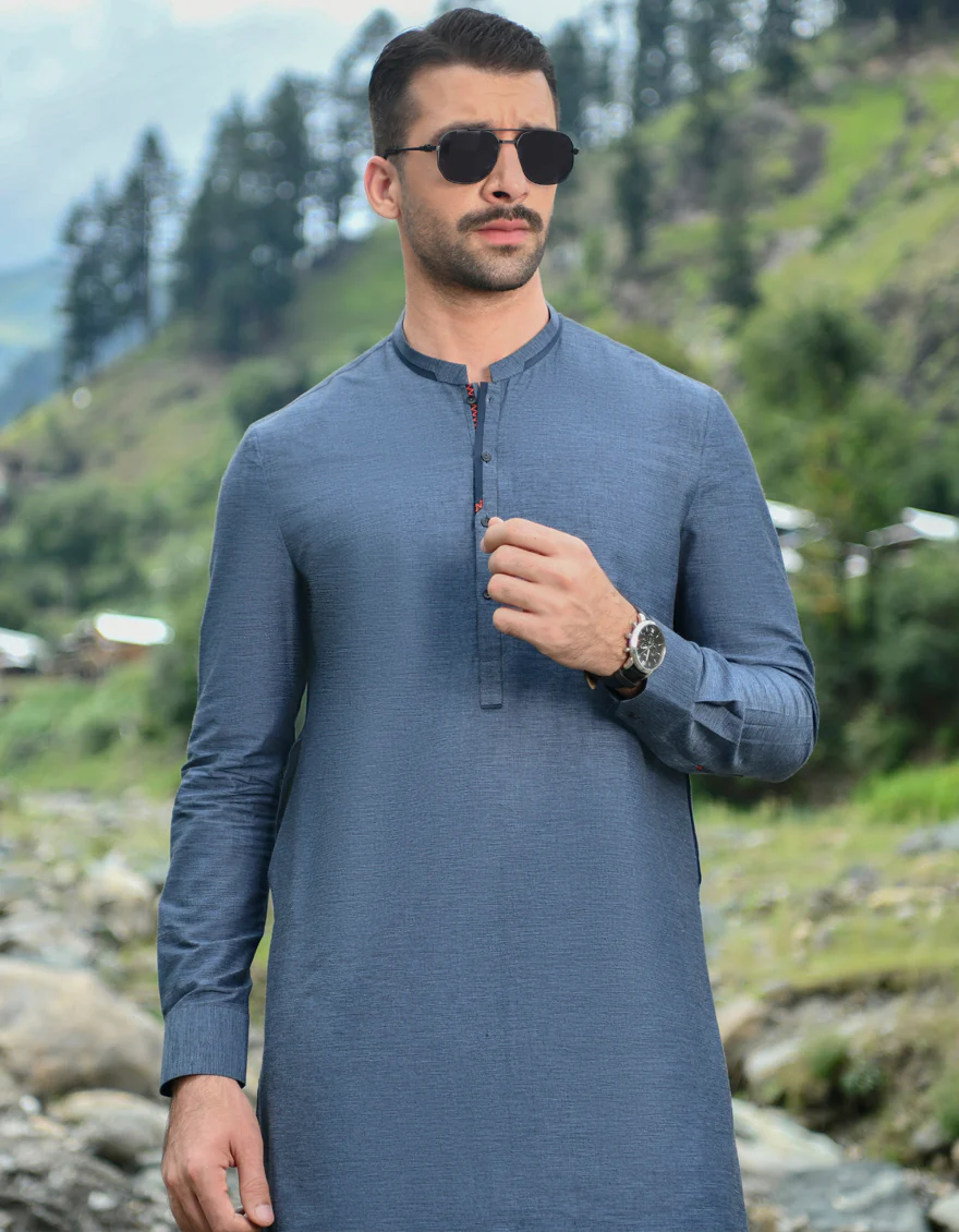 BLUE COTTON KURTA TROUSERS | JJKP-US-44142/A22/JJ8414-CL - Image 4