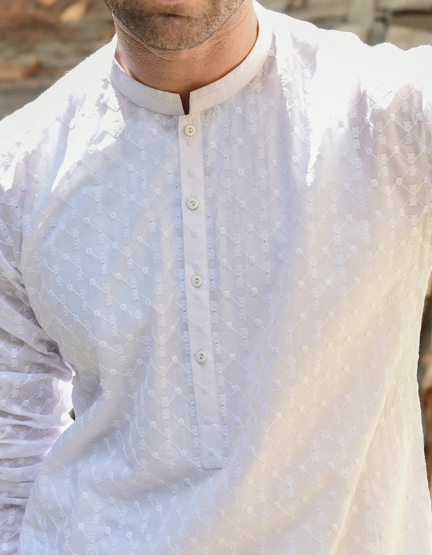 WHITE VISCOSE KURTA TROUSERS | JJKP-US-44170/A22/JJ8424-CL - Image 2