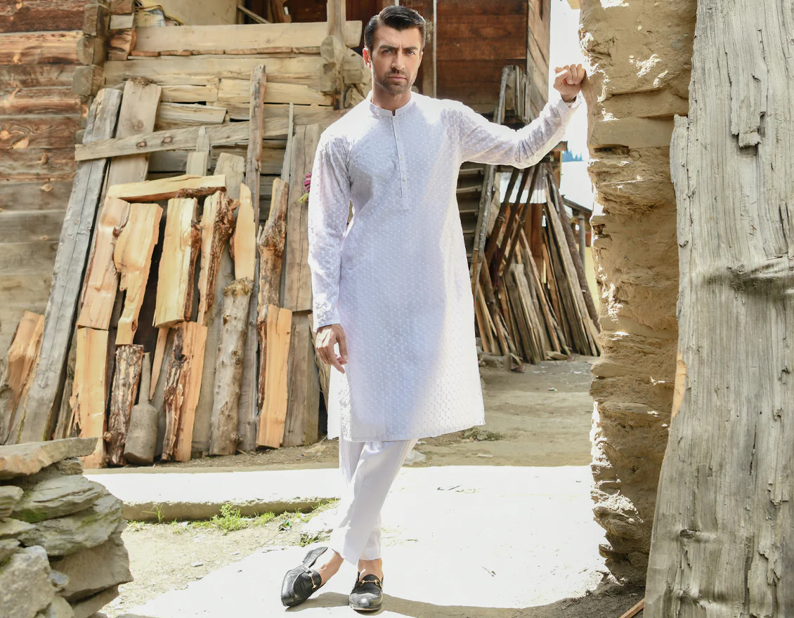 WHITE VISCOSE KURTA TROUSERS | JJKP-US-44170/A22/JJ8424-CL - Image 4