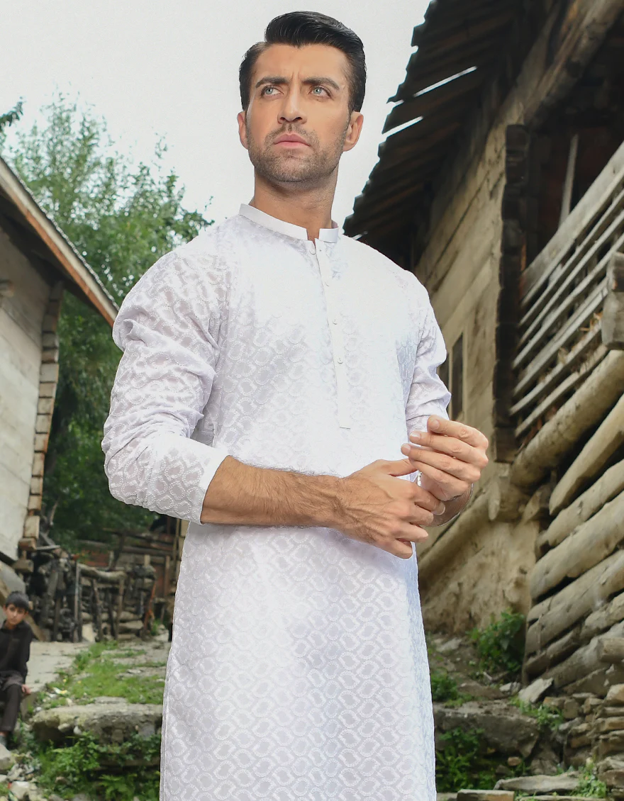WHITE BLENDED KURTA TROUSERS | JJKP-US-44176/A22/JJ8426-CL - Image 4
