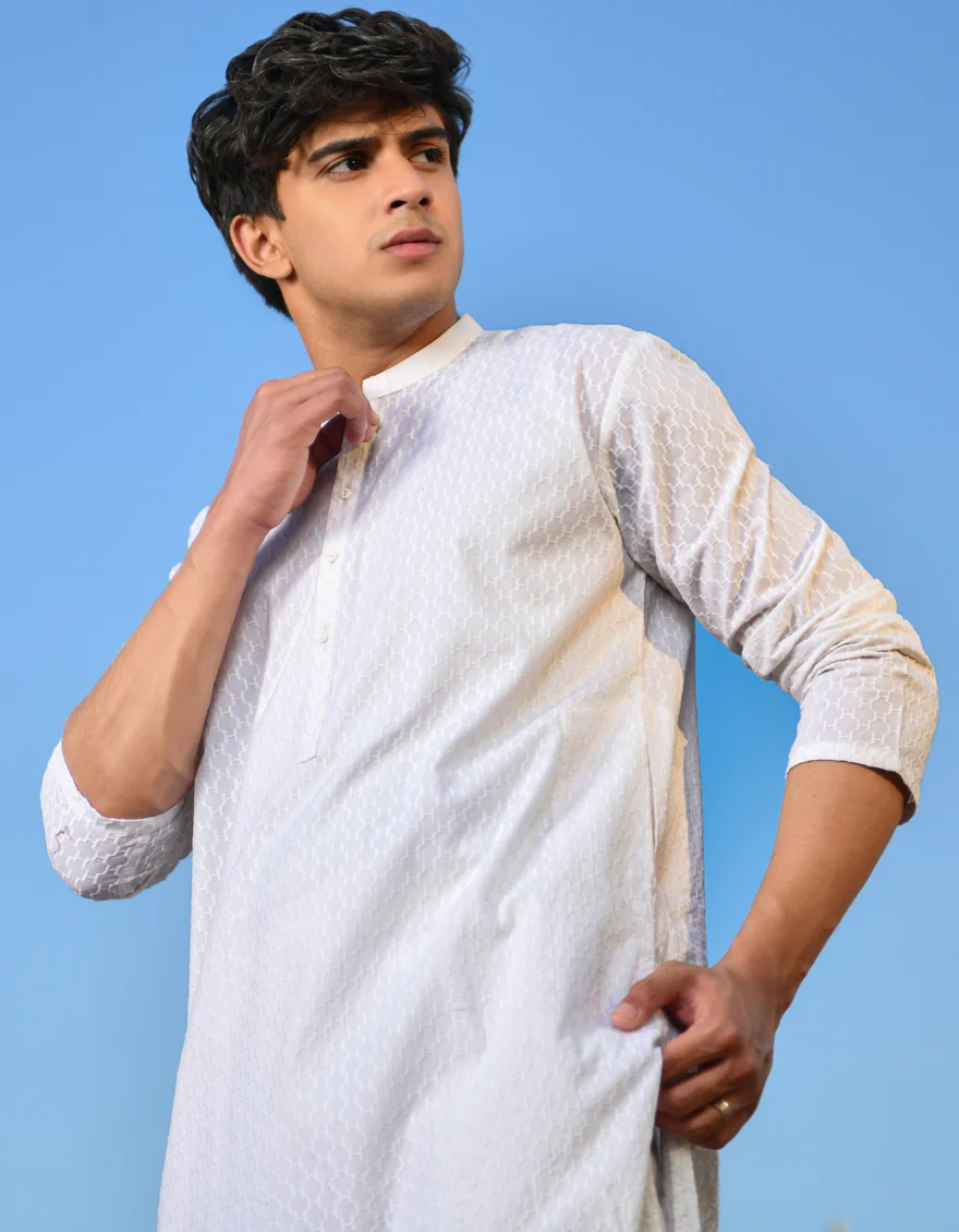 WHITE COTTON KURTA TROUSERS | JJKP-US-44232/A23/JJ1098-CL - Image 3
