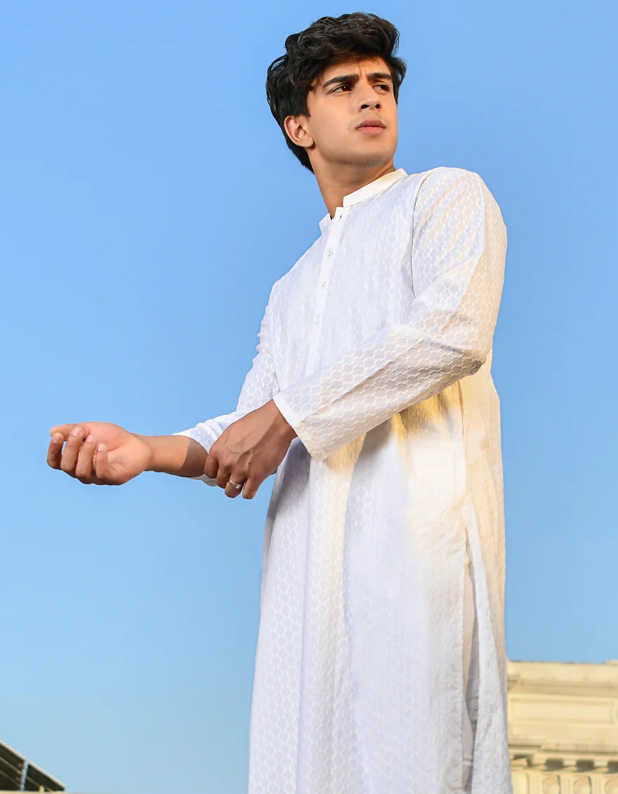 WHITE COTTON KURTA TROUSERS | JJKP-US-44232/A23/JJ1098-CL - Image 4