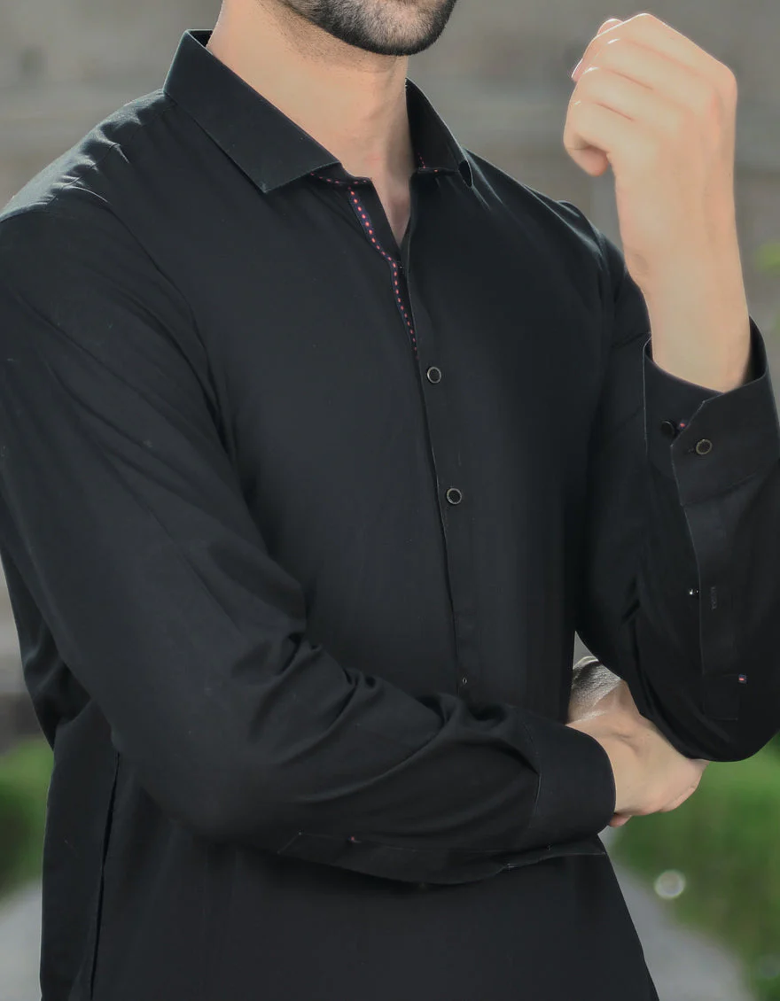 BLACK COTTON KURTA TROUSERS | JJKP-US-45015/S22/JJ8207-CL - Image 2