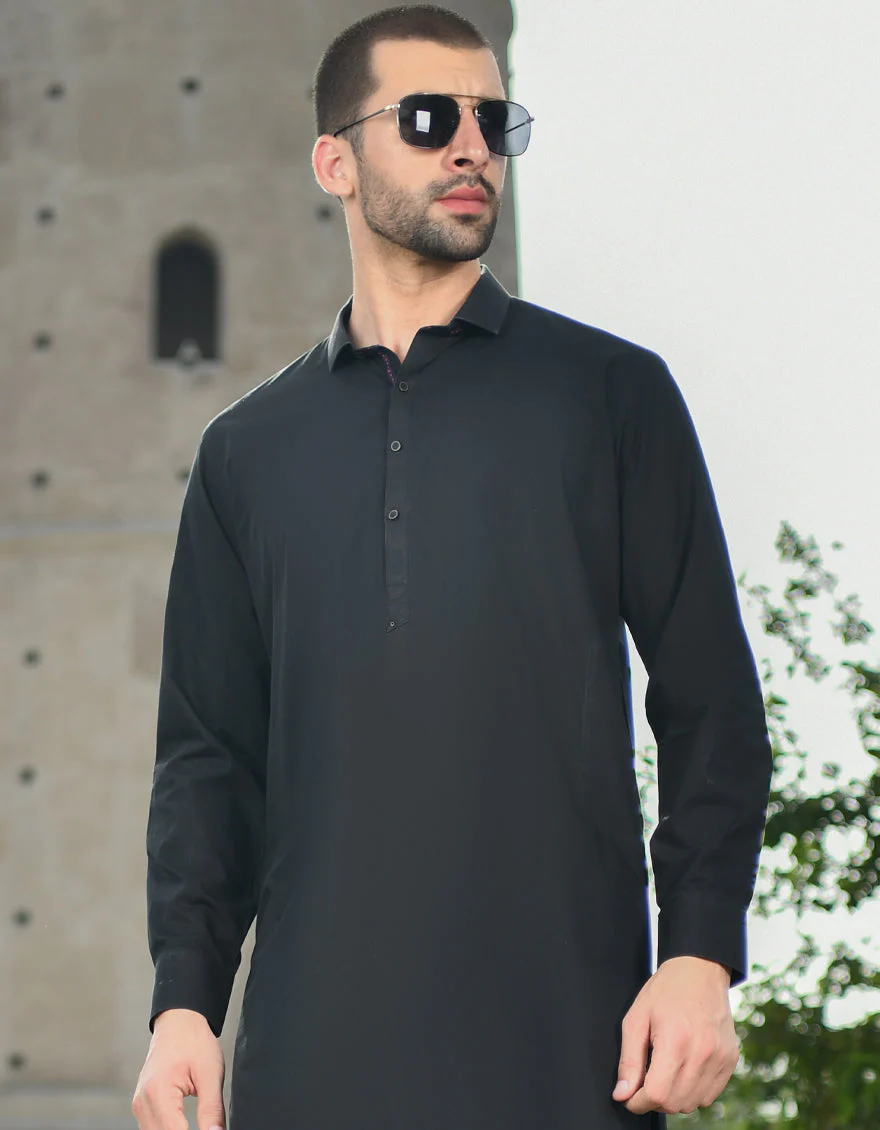 BLACK COTTON KURTA TROUSERS | JJKP-US-45015/S22/JJ8207-CL - Image 3