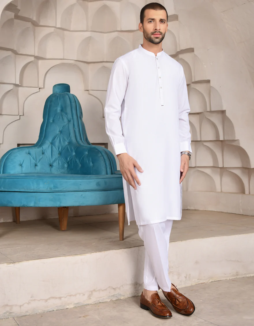 WHITE COTTON KURTA TROUSERS | JJKP-US-45016/A22/JJ8207-CL