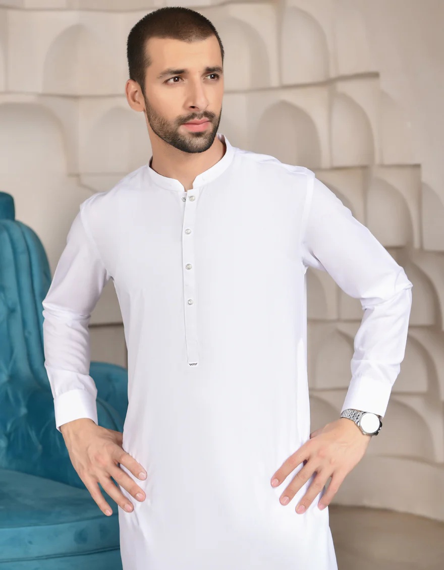 WHITE COTTON KURTA TROUSERS | JJKP-US-45016/A22/JJ8207-CL - Image 3
