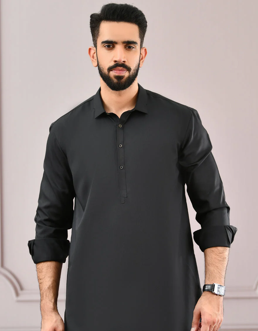 BLACK BLENDED KURTA TROUSERS | JJKP-US-45018/S22/JJ8346-CL - Image 2