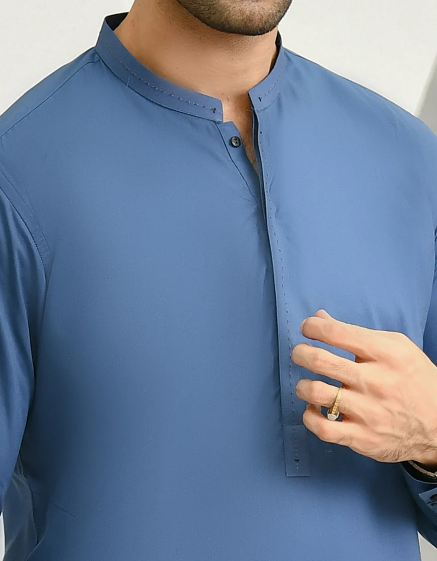 TEAL BLUE COTTON KURTA TROUSERS | JJKP-US-45040/A22/JJ7420-CL - Image 2
