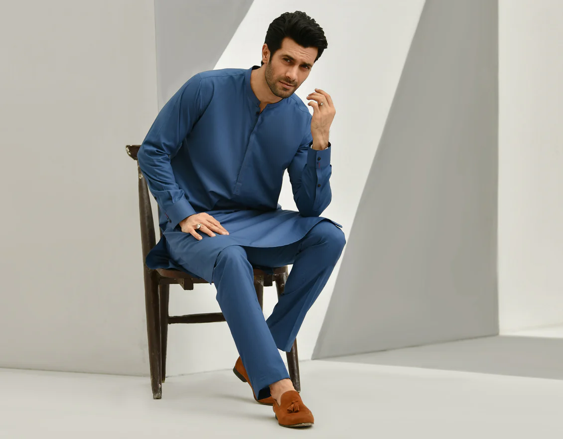 TEAL BLUE COTTON KURTA TROUSERS | JJKP-US-45040/A22/JJ7420-CL - Image 3