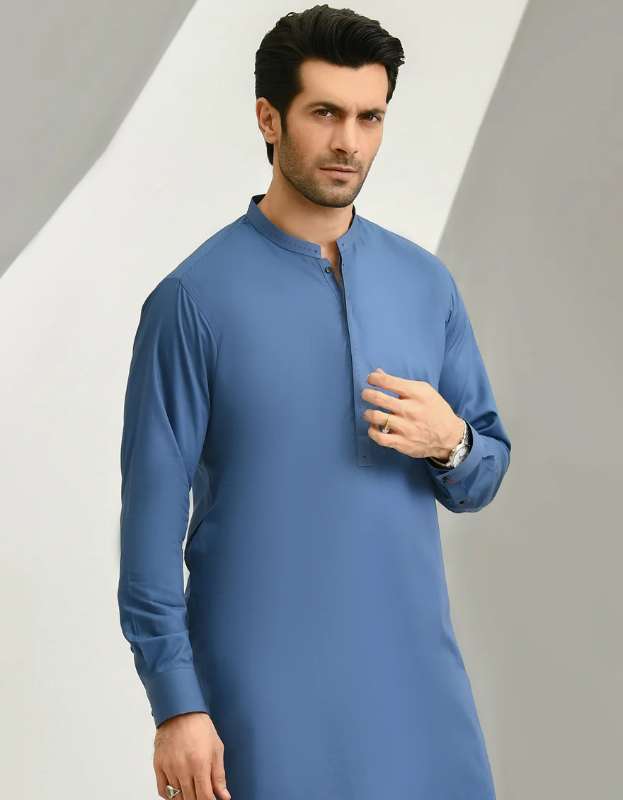 TEAL BLUE COTTON KURTA TROUSERS | JJKP-US-45040/A22/JJ7420-CL - Image 4