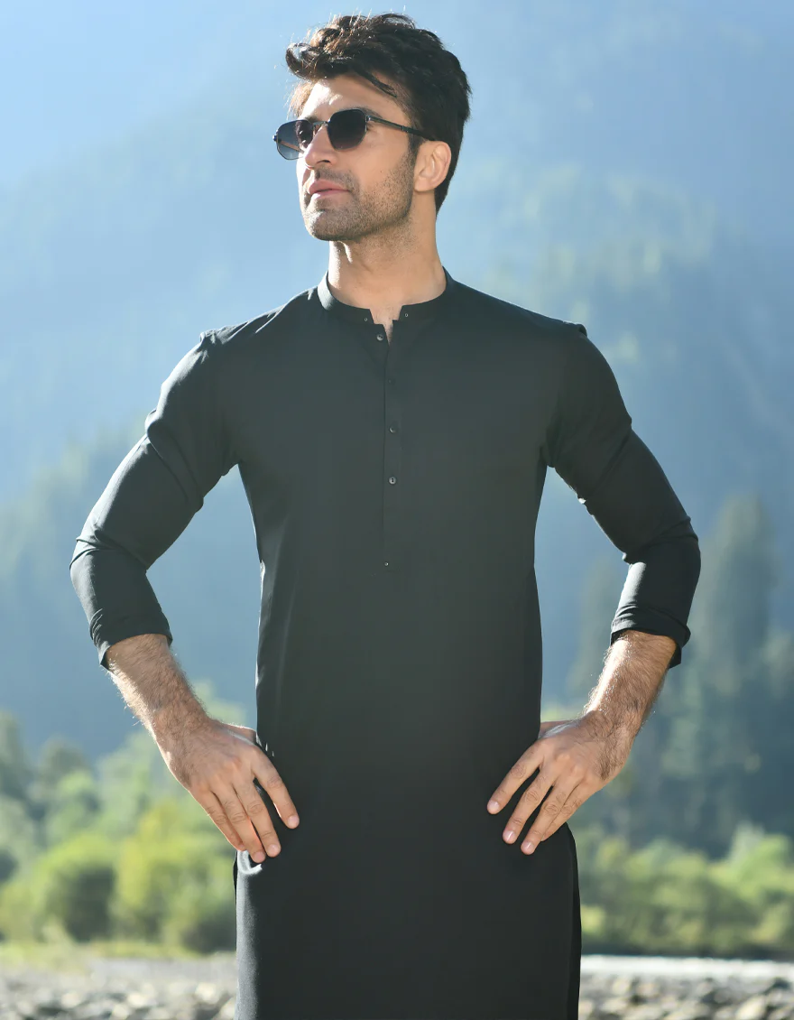 BLACK VISCOSE KURTA TROUSERS | JJKP-US-45057/A22/JJ8346-CL - Image 3