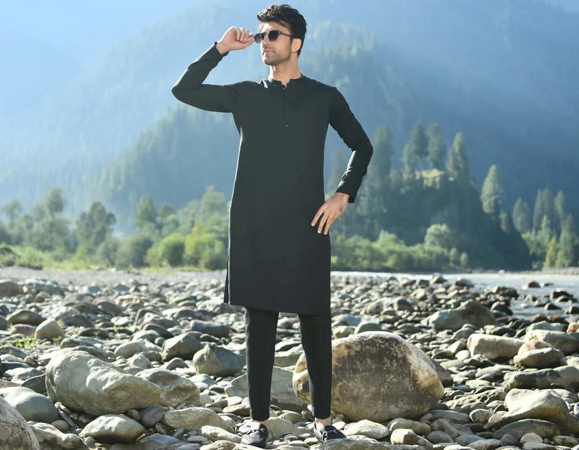 BLACK VISCOSE KURTA TROUSERS | JJKP-US-45057/A22/JJ8346-CL - Image 4