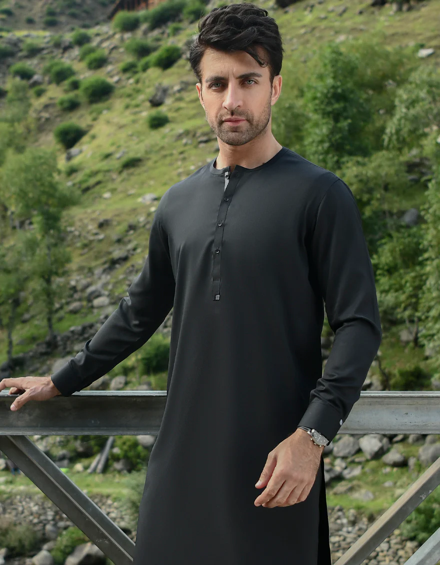BLACK VISCOSE KURTA TROUSERS | JJKP-US-45058/A22/JJ8346-CL - Image 3