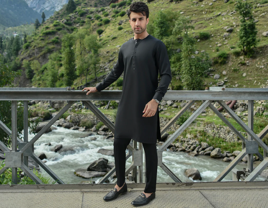 BLACK VISCOSE KURTA TROUSERS | JJKP-US-45058/A22/JJ8346-CL - Image 4