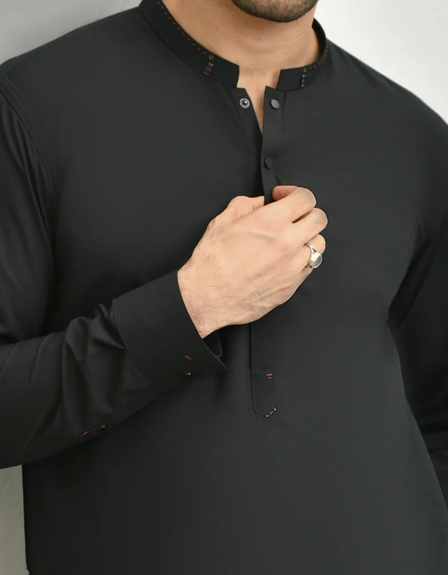 BLACK BLENDED KURTA TROUSERS | JJKP-US-45059/A22/JJ8189-CL - Image 2