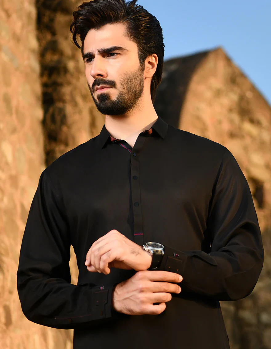 BLACK BLENDED KURTA TROUSERS | JJKP-US-45084/A23/JJ8496-CL - Image 3