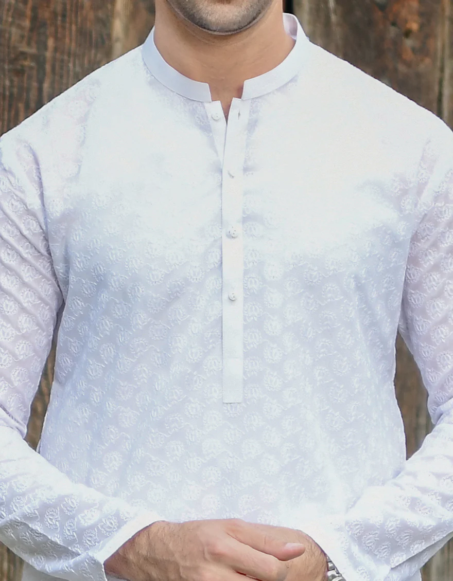 WHITE BLENDED KURTA TROUSERS | JJKP-US-45087/A22/JJ8420-CL - Image 2