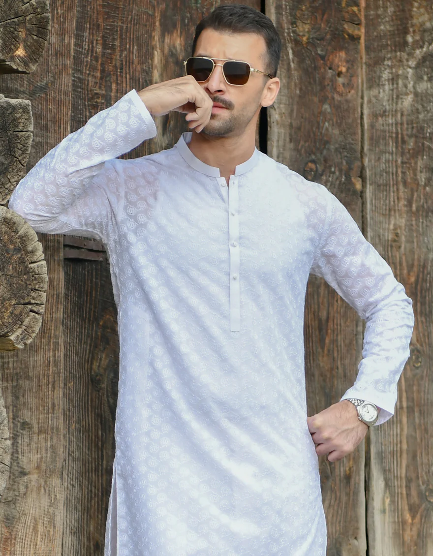WHITE BLENDED KURTA TROUSERS | JJKP-US-45087/A22/JJ8420-CL - Image 3